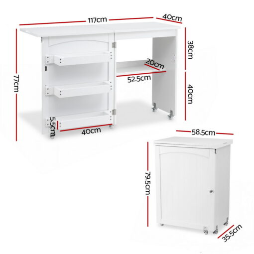 Artiss Folding Sewing Table with Storage – image 3