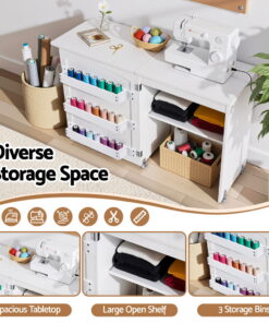Artiss Folding Sewing Table with Storage - Image 6