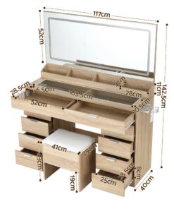 Artiss Vanity Desk with LED Mirror and 10 Drawers - Image 4