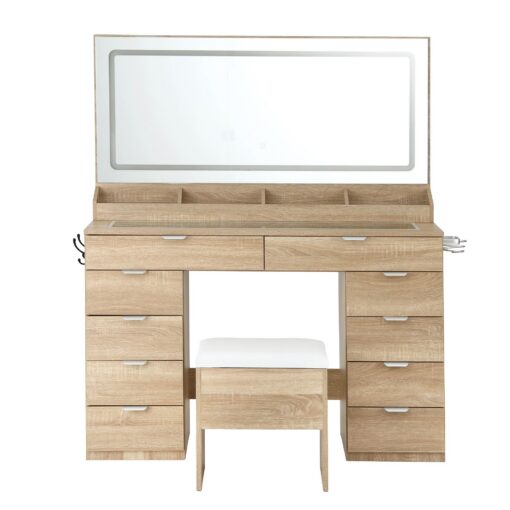 Artiss Vanity Desk with LED Mirror and 10 Drawers – image 5