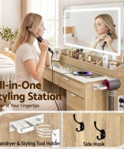 Artiss Vanity Desk with LED Mirror and 10 Drawers - Image 7