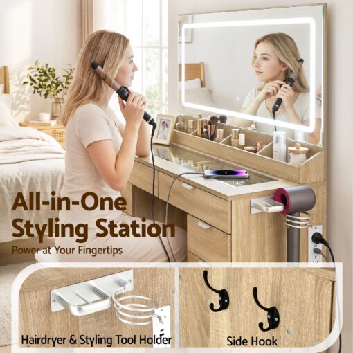 Artiss Vanity Desk with LED Mirror and 10 Drawers – image 7