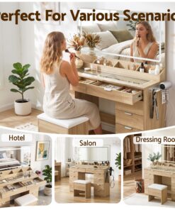 Artiss Vanity Desk with LED Mirror and 10 Drawers - Image 12