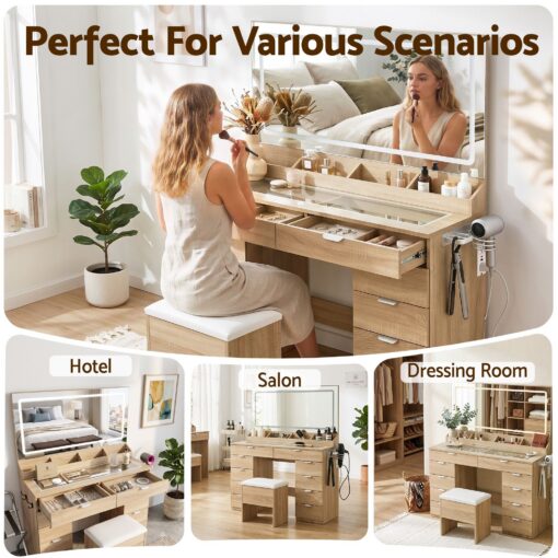 Artiss Vanity Desk with LED Mirror and 10 Drawers – image 12
