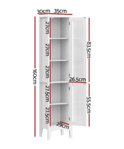 Artiss 2-Piece Slim Bathroom Cabinets 160cm White - Image 3