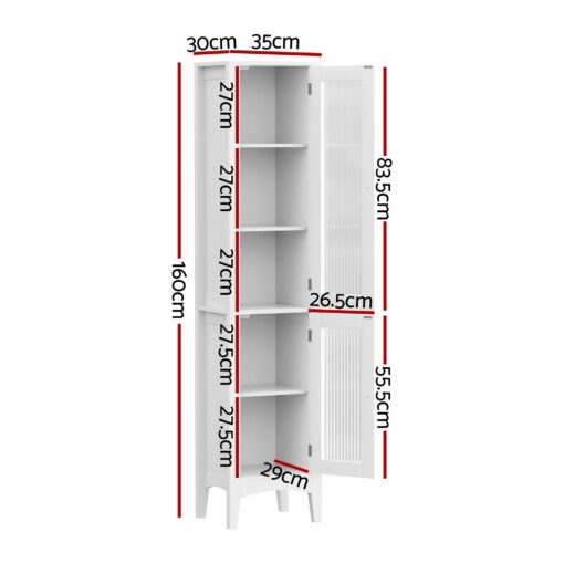 Artiss 2-Piece Slim Bathroom Cabinets 160cm White – image 3