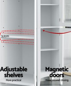 Artiss 2-Piece Slim Bathroom Cabinets 160cm White - Image 6