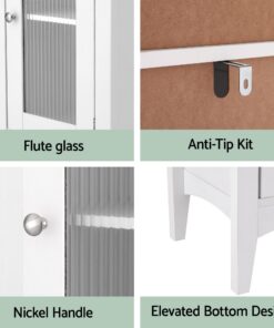 Artiss 2-Piece Slim Bathroom Cabinets 160cm White - Image 7