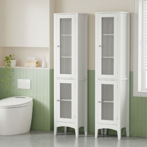 Artiss 2-Piece Slim Bathroom Cabinets 160cm White – image 8