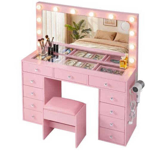 Artiss Vanity Desk with LED Mirror and 11 Drawers – image 2
