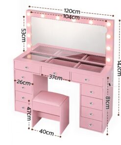 Artiss Vanity Desk with LED Mirror and 11 Drawers - Image 4