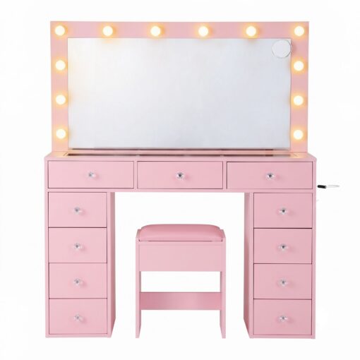Artiss Vanity Desk with LED Mirror and 11 Drawers – image 5
