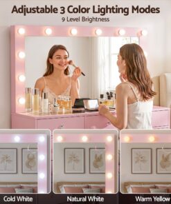 Artiss Vanity Desk with LED Mirror and 11 Drawers - Image 6