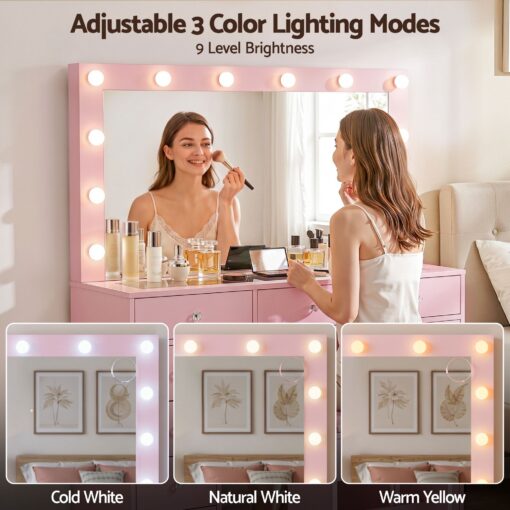Artiss Vanity Desk with LED Mirror and 11 Drawers – image 6