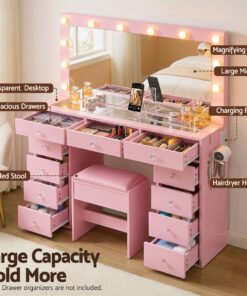 Artiss Vanity Desk with LED Mirror and 11 Drawers - Image 7