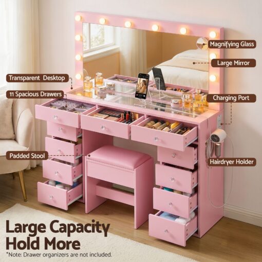 Artiss Vanity Desk with LED Mirror and 11 Drawers – image 7