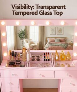 Artiss Vanity Desk with LED Mirror and 11 Drawers - Image 8