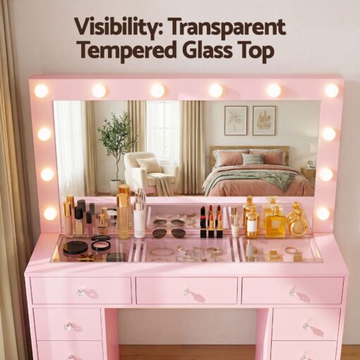 Artiss Vanity Desk with LED Mirror and 11 Drawers – image 8