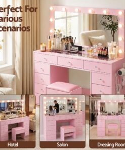 Artiss Vanity Desk with LED Mirror and 11 Drawers - Image 10