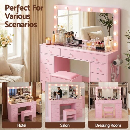 Artiss Vanity Desk with LED Mirror and 11 Drawers – image 10