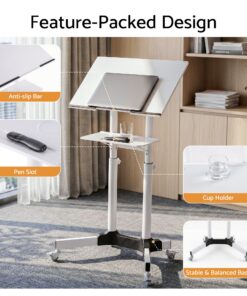 Artiss Mobile Lectern Stand, Adjustable Height - Image 9