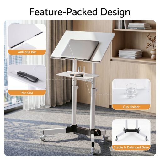 Artiss Mobile Lectern Stand, Adjustable Height – image 9