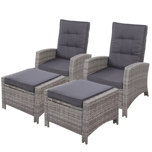 Gardeon Wicker Recliner Set 5-Position Grey – image 7