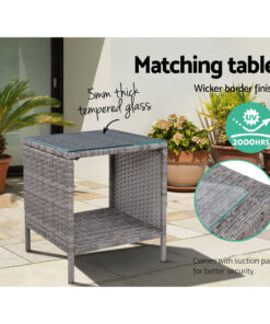 Gardeon 3pc Wicker Recliner Set, 5-Position - Image 6