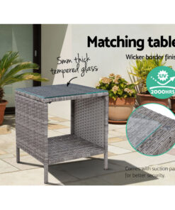 Gardeon 3pc Wicker Recliner Set, 5-Position - Image 13