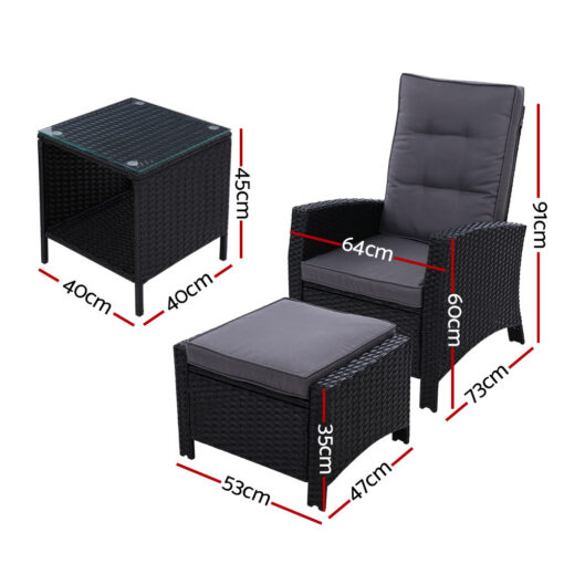 Gardeon 5 Piece Adjustable Wicker Recliner Set – image 2