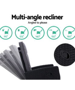 Gardeon 5 Piece Adjustable Wicker Recliner Set - Image 7