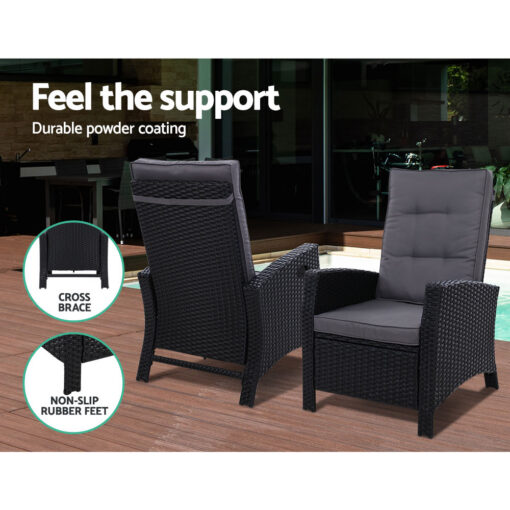 Gardeon 5 Piece Adjustable Wicker Recliner Set – image 10