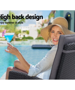 Gardeon 5 Piece Adjustable Wicker Recliner Set - Image 11