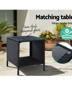 Gardeon 5 Piece Adjustable Wicker Recliner Set - Image 13