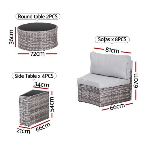 Gardeon 8-Seater 14-Piece Rattan Sofa Set – image 2