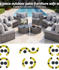 Gardeon 8-Seater 14-Piece Rattan Sofa Set - Image 4