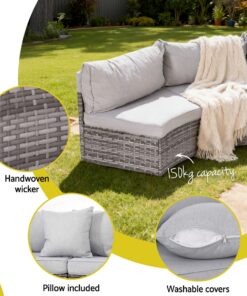 Gardeon 8-Seater 14-Piece Rattan Sofa Set - Image 5