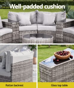 Gardeon 8-Seater 14-Piece Rattan Sofa Set - Image 6