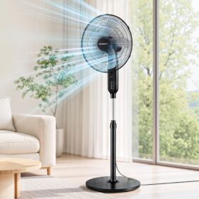 DEVANTI 16 Inch Pedestal Fan with Remote and Timer – image 1