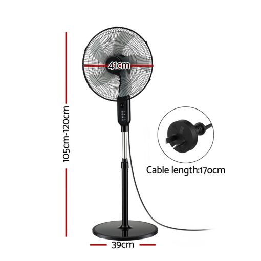 DEVANTI 16 Inch Pedestal Fan with Remote and Timer – image 2