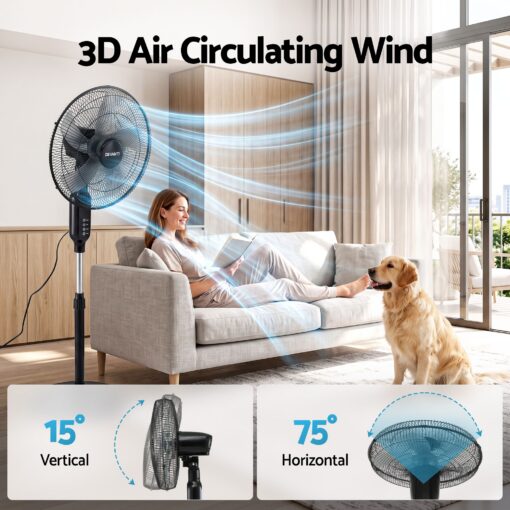 DEVANTI 16 Inch Pedestal Fan with Remote and Timer – image 6