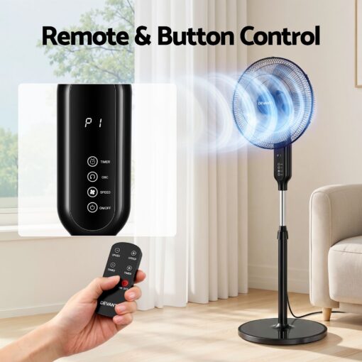 DEVANTI 16 Inch Pedestal Fan with Remote and Timer – image 7