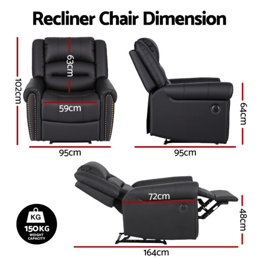 Artiss Faux Leather Recliner with USB Charge Port – image 2