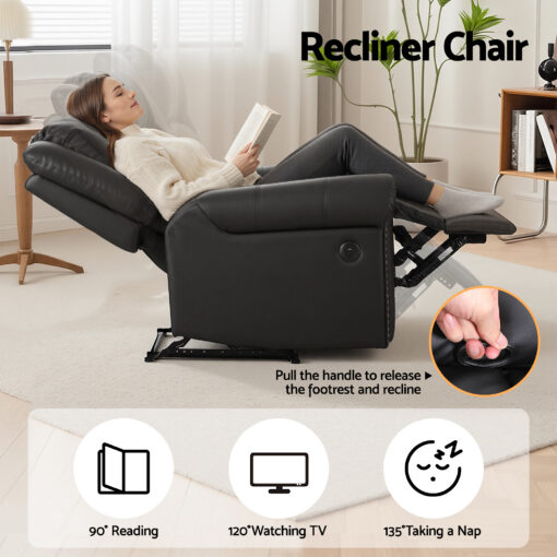 Artiss Faux Leather Recliner with USB Charge Port – image 4
