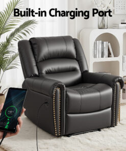 Artiss Faux Leather Recliner with USB Charge Port - Image 5