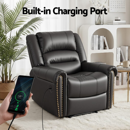 Artiss Faux Leather Recliner with USB Charge Port – image 5