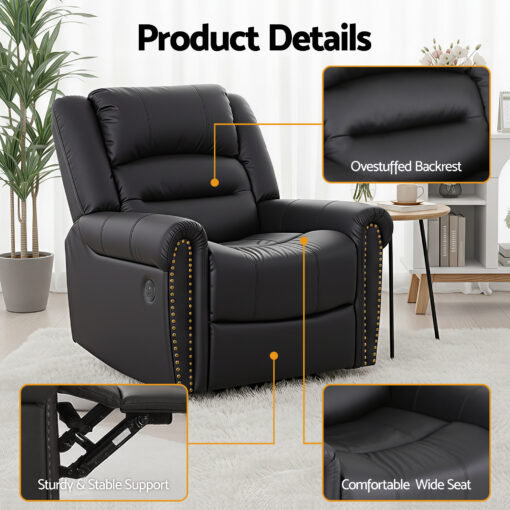 Artiss Faux Leather Recliner with USB Charge Port – image 7