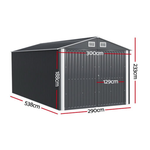 Giantz Garden Shed 3 x 5.38m Galvanised Steel – image 2