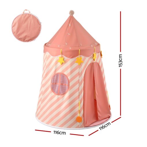Keezi Kids Play Tent with Star Lights and Window Carry Bag 116cmx153cm Playhouse – image 2