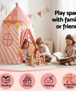 Keezi Kids Play Tent with Star Lights and Window Carry Bag 116cmx153cm Playhouse - Image 4